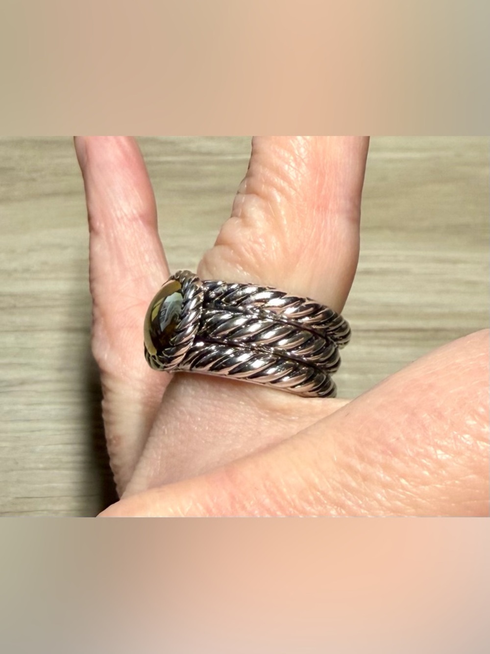 Vintage Designer FD Cable Twisted Sterling Silver & Gold Stacking Rings, Size 6 - Picture 10 of 13